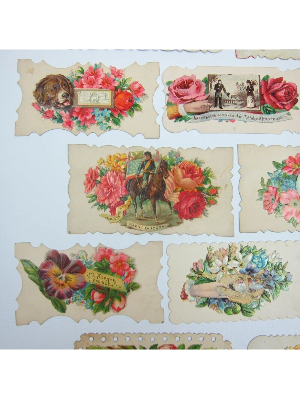 Antique Ephemera Lot of 12 Victorian 19th Century Calling Love Cards Hidden Name